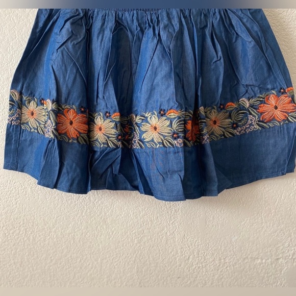 🆕POL Denim Embroidered Floral Skater Mini Shirt S🆕 - Picture 6 of 11